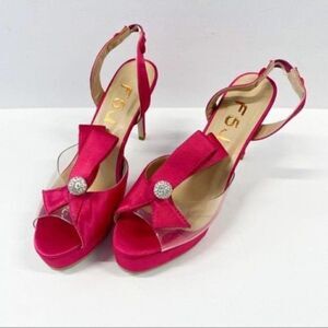 Elegant Magenta Wedding Sandals Rhinestone Slingback Stiletto Heels for Bride yo